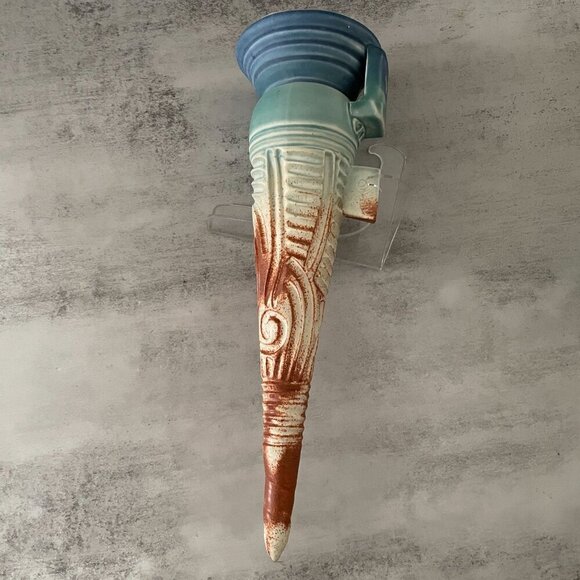 Stephen Fabrico Studio Art Pottery Hand Carved Multicolor Glaze Wall Pocket 15" - Picture 3 of 9